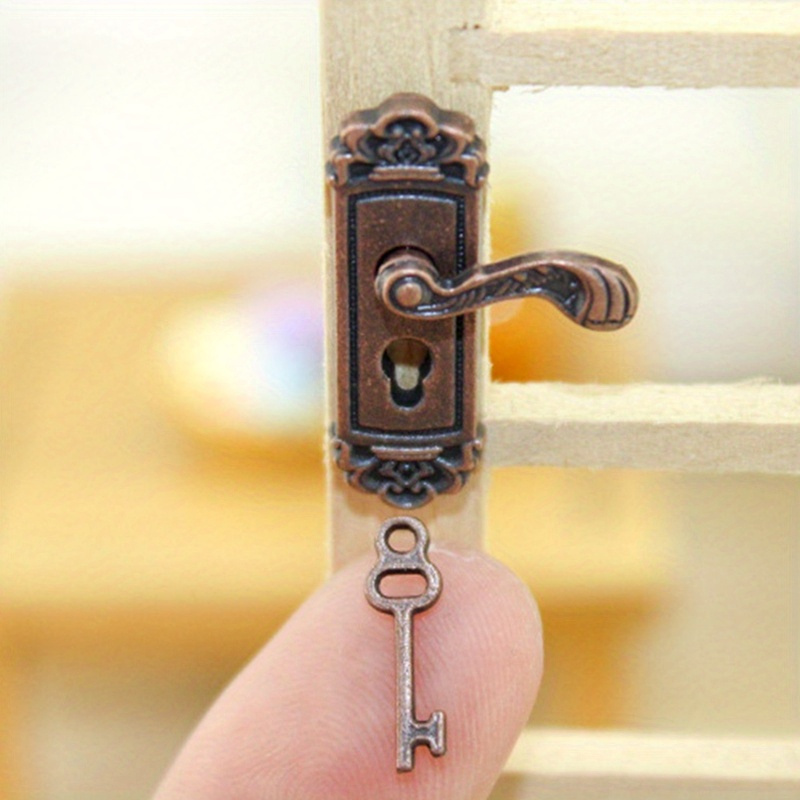 Image of 1:12 Scale Miniature Door Lock | Bronze And , Ideal For Halloween, Thanksgiving, Christmas Gifts And Home Decor