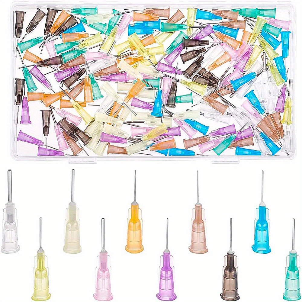 160pcs 10 Styles Plastic Fluid Precision Blunt Needle Dispense Tips With Stainless Steel Pin Mixed Color 16pcs/style