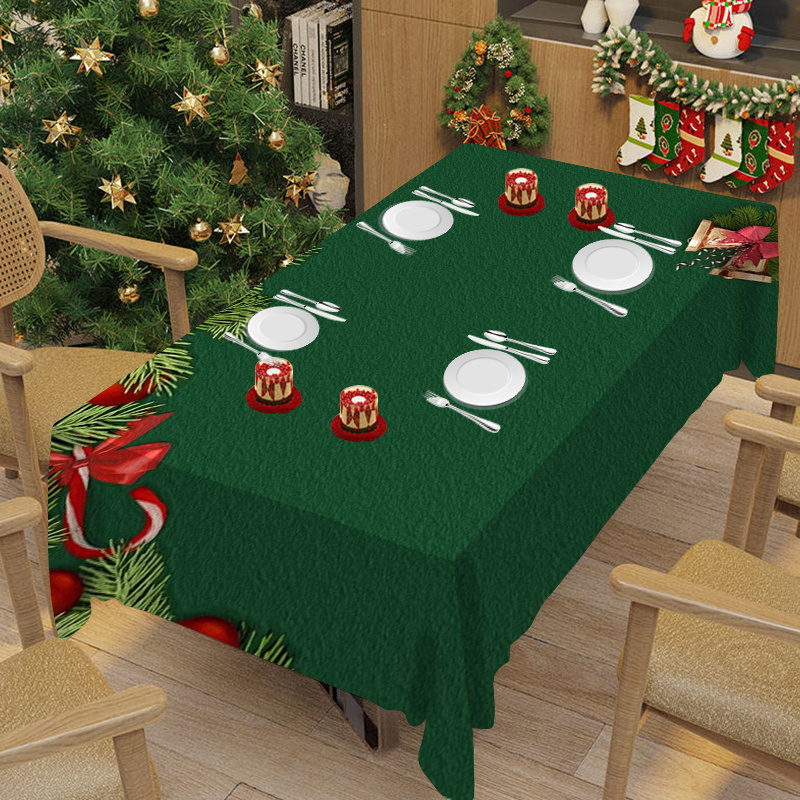 

Christmas Tablecloth - Square Polyester Table Cover For Holiday Dining Decor | Woven, Machine-made, Stain & Oil-resistant | Festive Design, Ideal For Home Kitchen & Living Room Decoration - 1pc