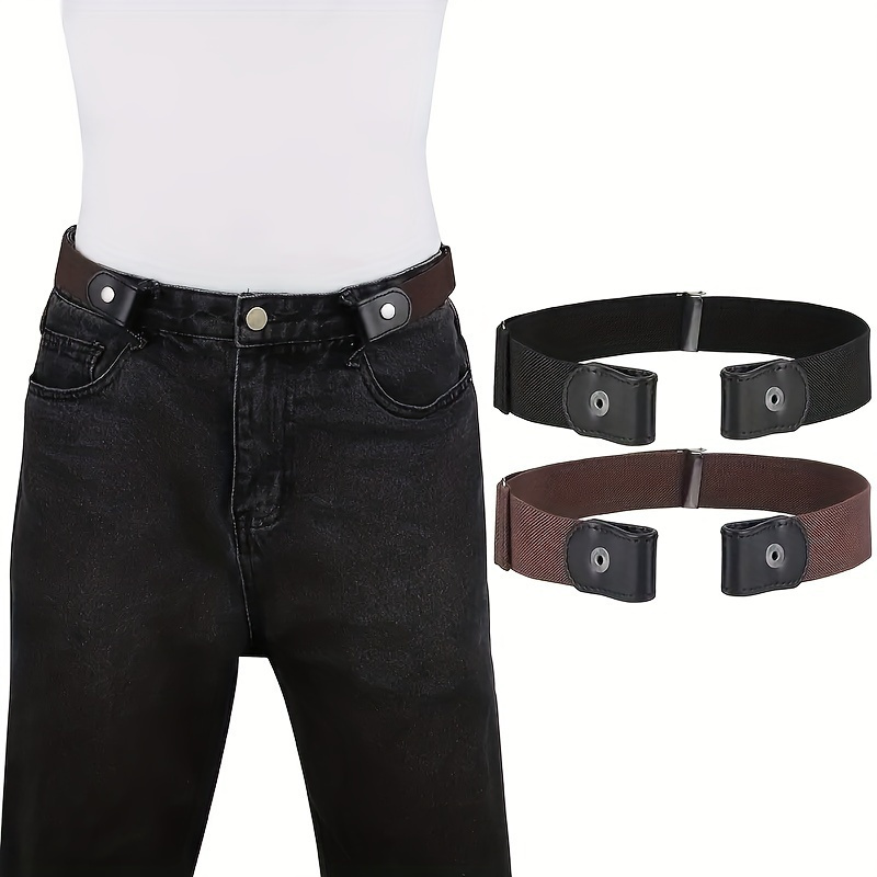 

Unisex Invisible Elastic Belt No Buckle - Comfortable Stretch Waistband For Jeans Pants, Elegant Plastic Buckle-free Belt For Men And Women