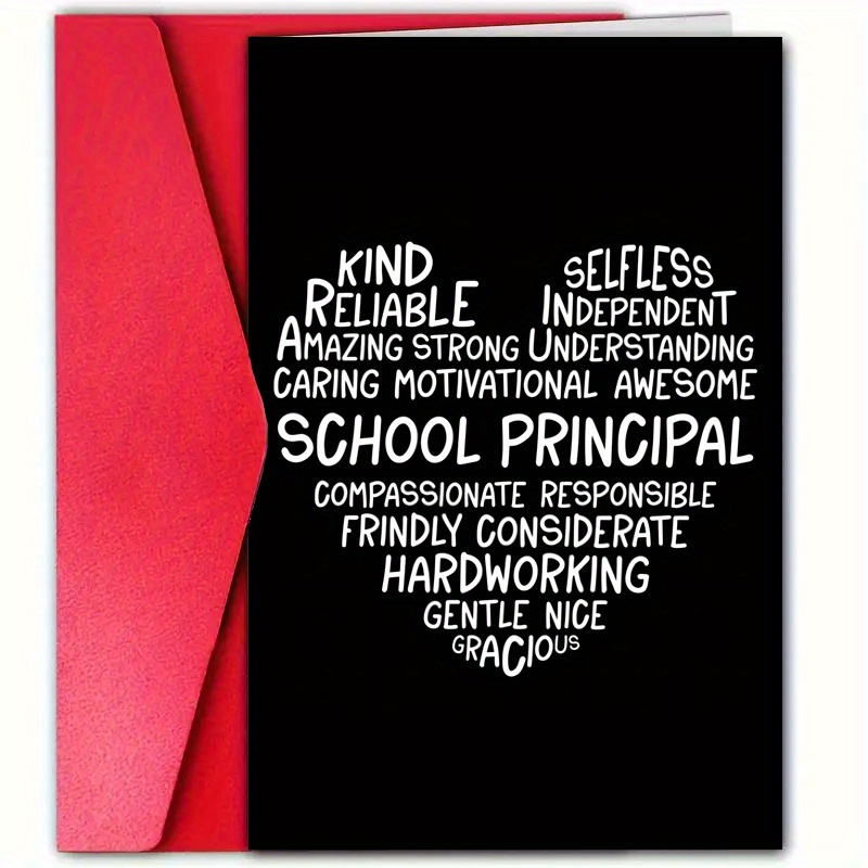 

Teacher Appreciation Greeting Card With Envelope, 1 Pc - Kind, Reliable, Selfless - Paper Thank You Note For School Principals, Perfect For Graduation, Back To School, Or First Day Of School Gifts