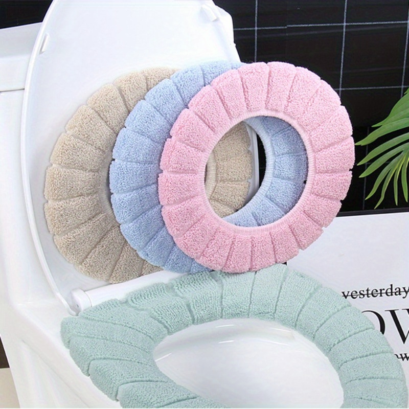 

A Set Of 4 Pieces, Toilet Pad, Home Universal, Plus Velvet, Thickened, Antibacterial, Washable, , Warm Toilet Ring, Toilet Seat Cover