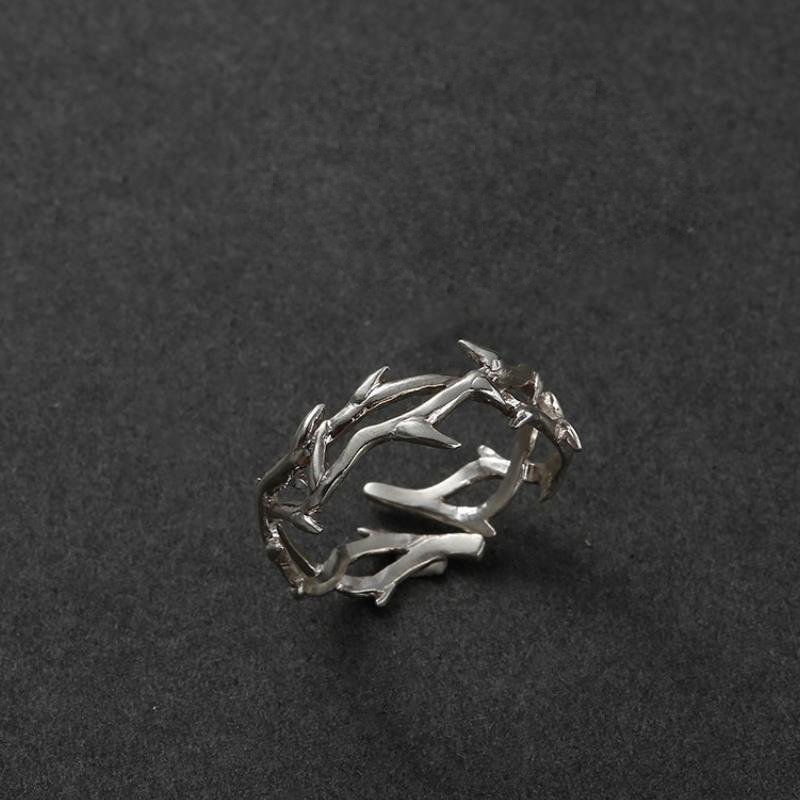 

1pc Irregular Thorns-shaped Ring Vintage Opening Adjustable Finger Ring For Men Trendy Hip Hop Style Party Jewelry Gifts