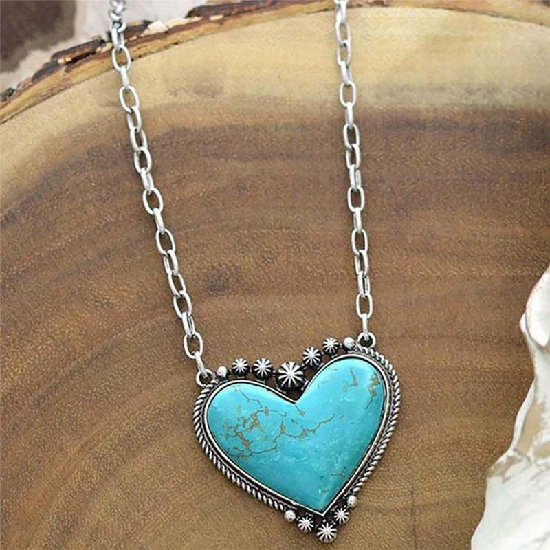 

1pc Vintage Blue Pendant Necklace Party Bohemian Style Jewelry Gifts Anniversary Holiday Gifts