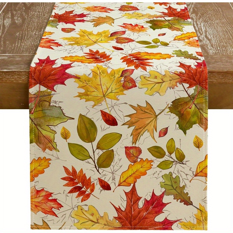 

Rustic Maple Leaf Fall Table Runner - 13x72 Inch, Polyester, Perfect For Thanksgiving & Farmhouse Decor, Indoor/outdoor Dining