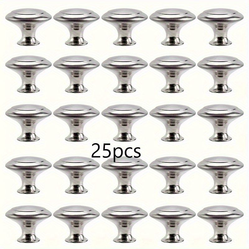 TEMU 25 poignées de tiroir rondes en acier inoxydable - Poignées de porte de meuble durables pour cuisine et salle de bain, matériau en alliage