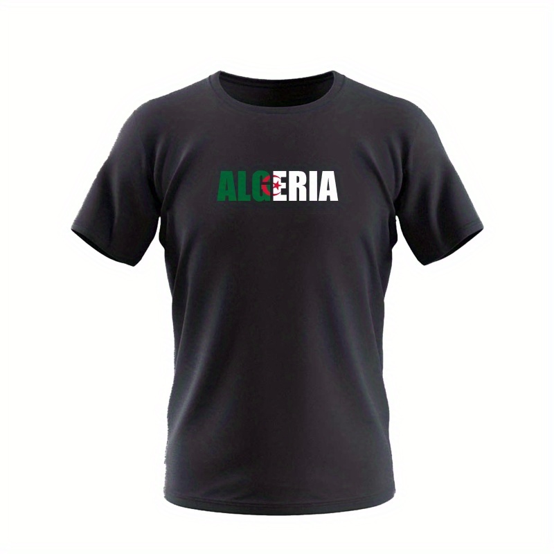 

I Love Algeria Print Tee Shirt, Tees For Men, Casual Short Sleeve T-shirt For Summer