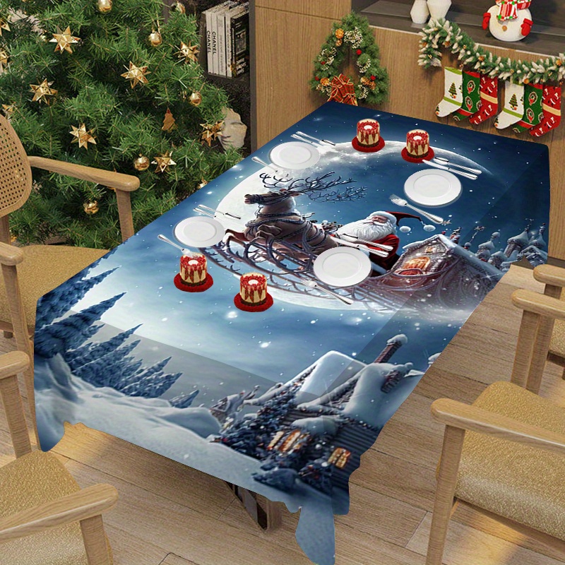 

Merry Christmas Tablecloth - Waterproof & Oil-resistant, Holiday Decor For Home Kitchen & Living Room, In 5 Sizes