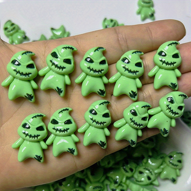 

16pcs Green Monster Embellishments For Halloween, Diy Scrapbooking & Phone Case Decoration - Spooky Charms