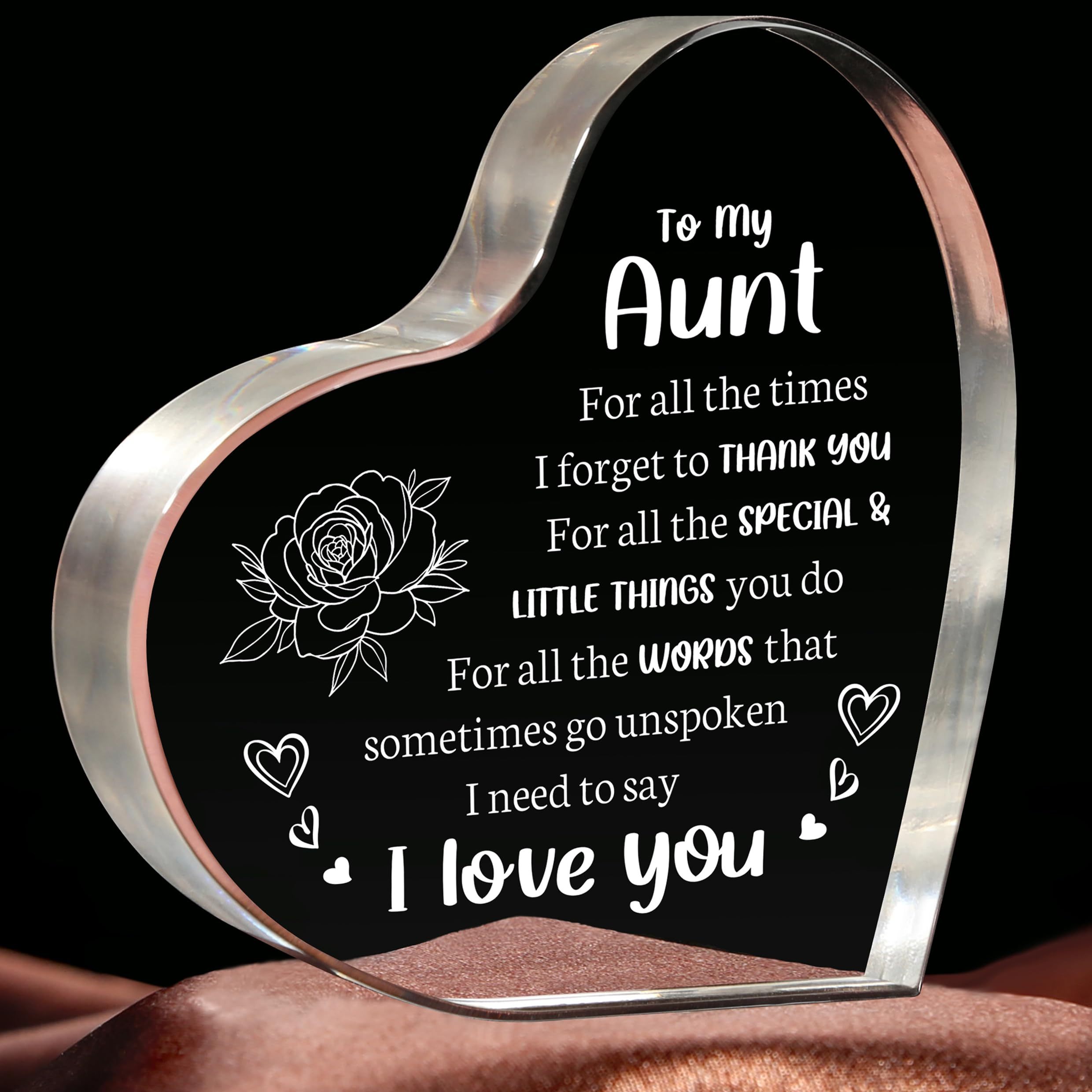 

1pc, Gifts For Aunt, Aunt Gifts From Niece I Love You Auntie Acrylic Keepsake 3.9x3.9inch, Best Aunt Ever Gifts, Mother's Day Christmas Birthday Gifts For Aunt, Best Auntie Plaque From Nephew