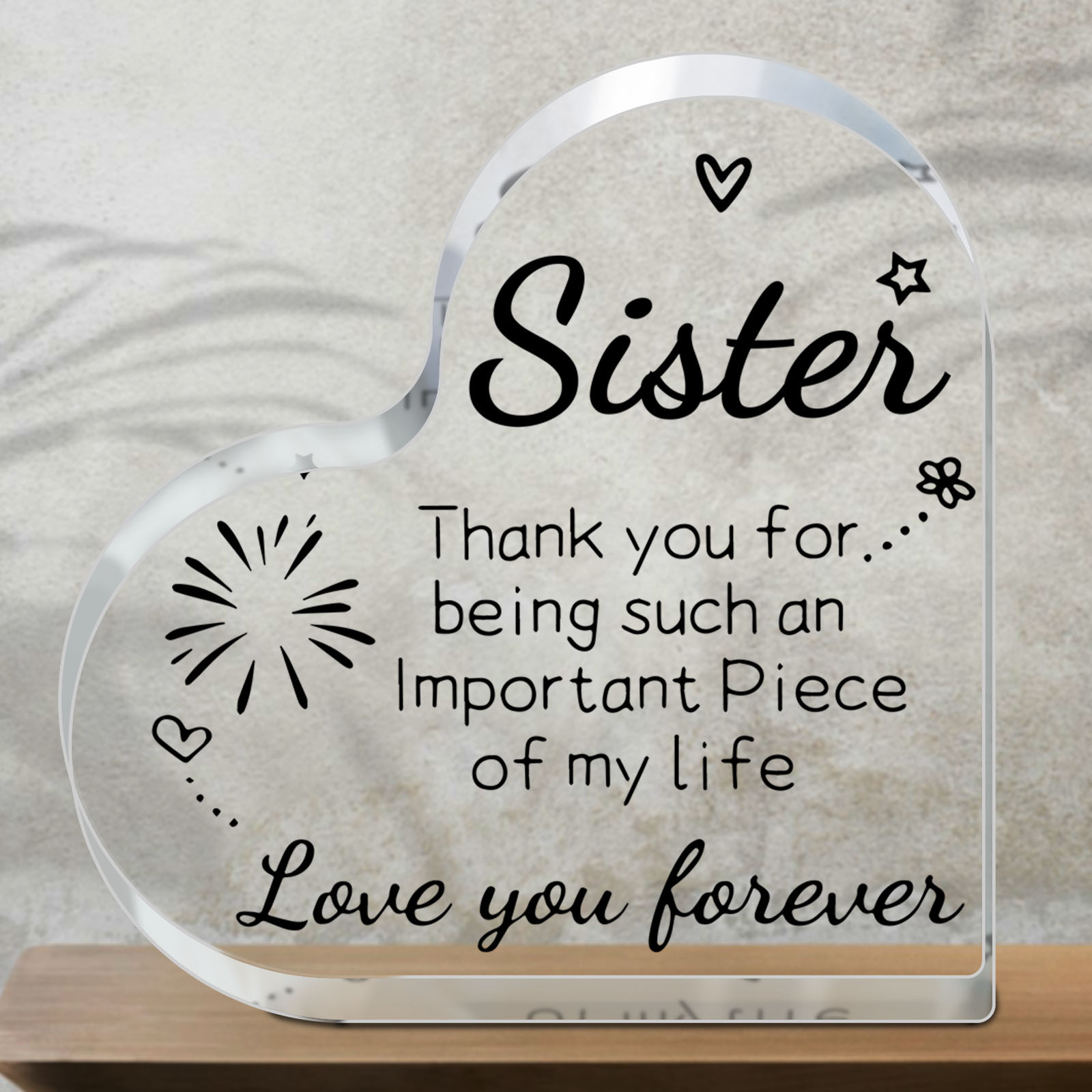 

1pc, Sister Gifts Acrylic Plaque With Sayings - Wedding Birthday Halloween Thanksgiving Christmas Day Gifts For Sister - Desk Decorations Card Gifts For Sister
