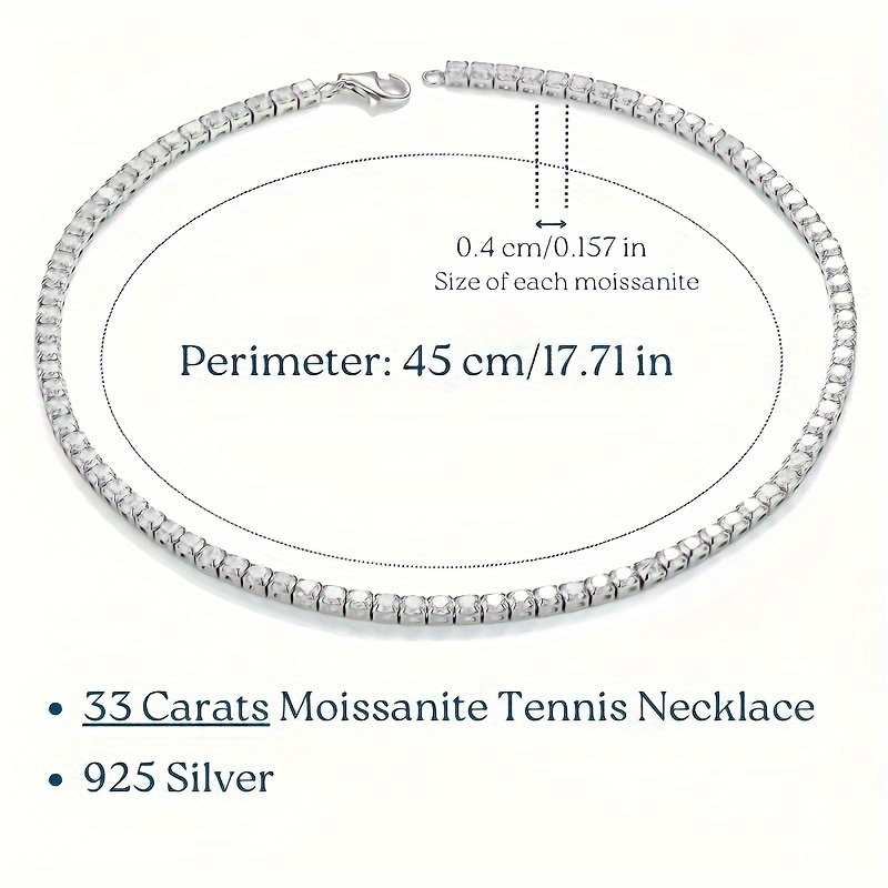 elegant moissanite tennis necklace 925 sterling silvery   weddings engagements luxurious gift for her details 1