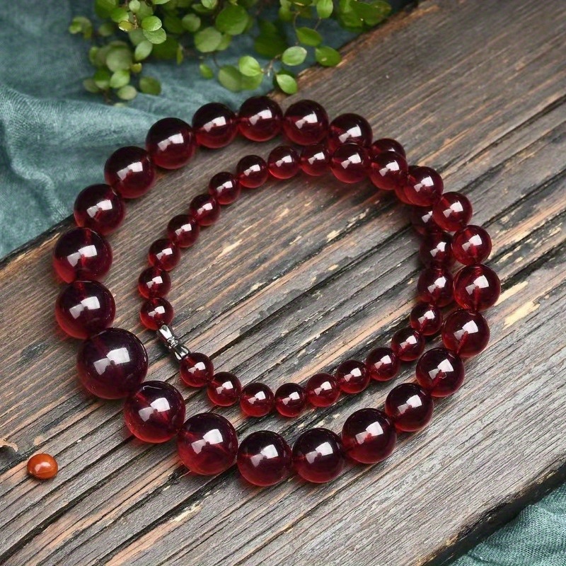 bohemian   blood amber beaded necklace simple elegant no metal unisex pendant for   details 1