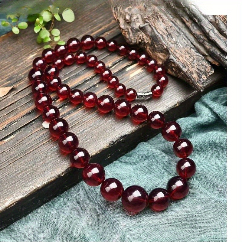 bohemian   blood amber beaded necklace simple elegant no metal unisex pendant for   details 2