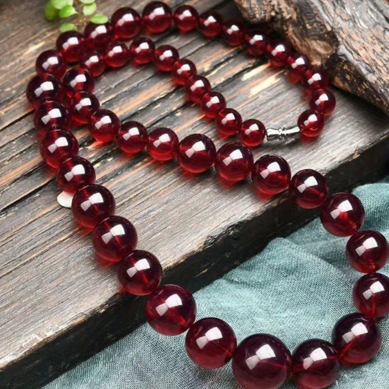 bohemian   blood amber beaded necklace simple elegant no metal unisex pendant for   details 4