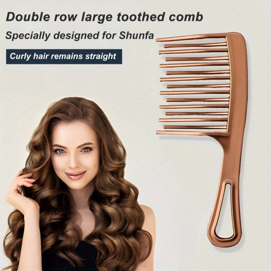 

Double Row Large Toothed Comb For Long Hair: Perfect For Curly Hair And Styling, Prevents Static Electricity - Abs Plastic Handle And Plastic Teeth - Great Birthday Gift