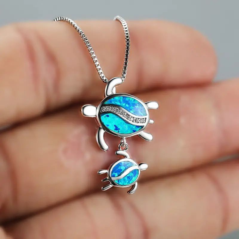 

Creative Elegant Cute Turtle Parent Child Pendant Necklace Decorative Accessories Holiday Gift For Girls