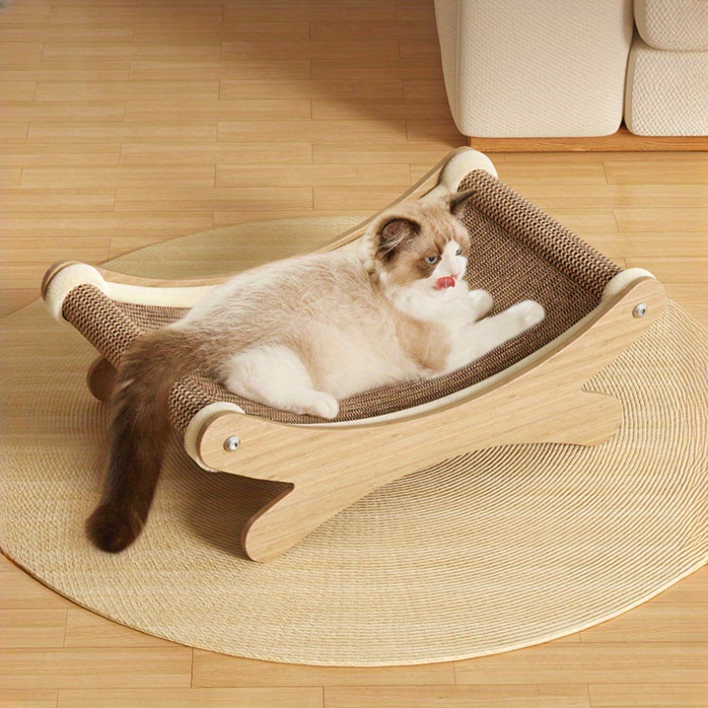 

Deluxe Cat Lounger With Scratching Pad - All-season Sisal Nest, Non-shedding Recliner Bed For Cats