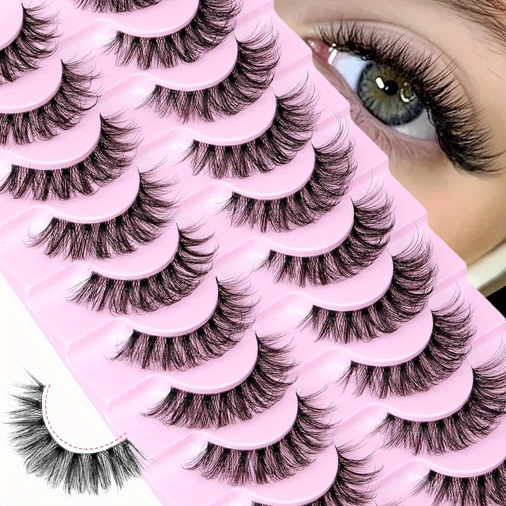 

10 Pairs Fluffy & Wispy 3d Volume False Eyelashes - D , Natural Look For Daily Wear Or Special Occasions