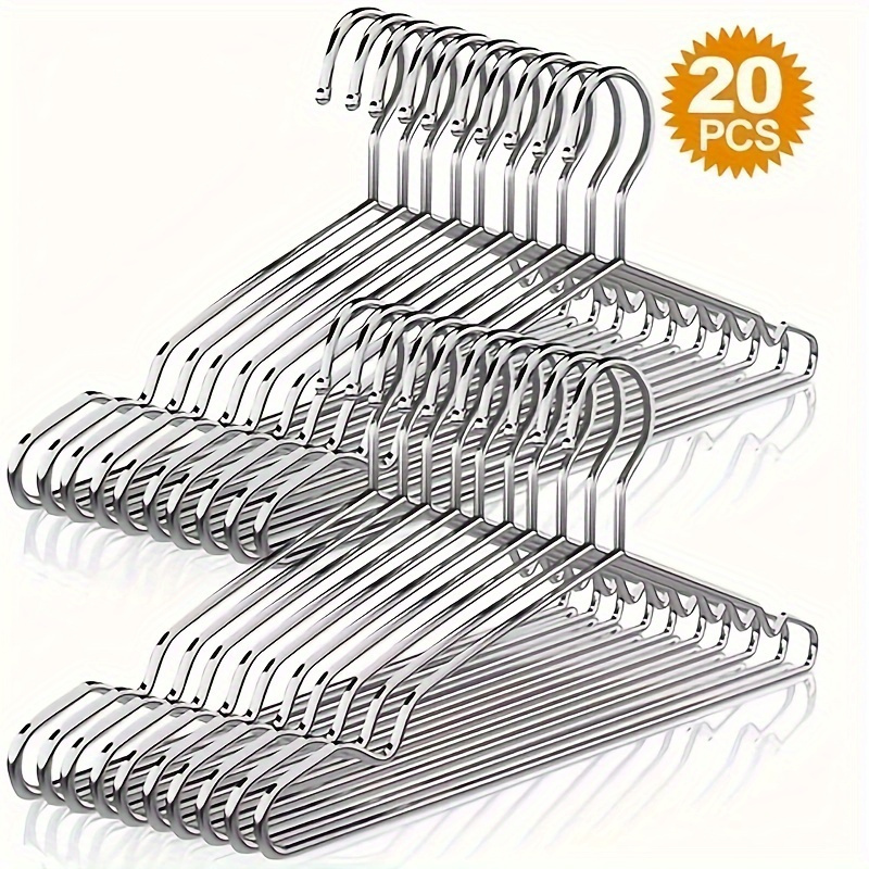 

20/10-piece Premium Stainless Steel Hangers With Non-slip Notches - Perfect For Suits, Dresses & Coats | Durable Closet Organizer For Home & Dorm