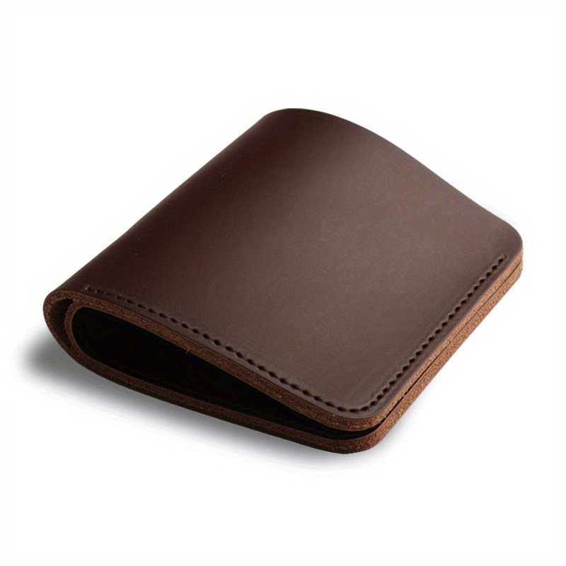 

Sleek Men's Compact Leather Wallet - Premium Cowhide, Vertical Design With Crazy Horse Accents, Deep Brown