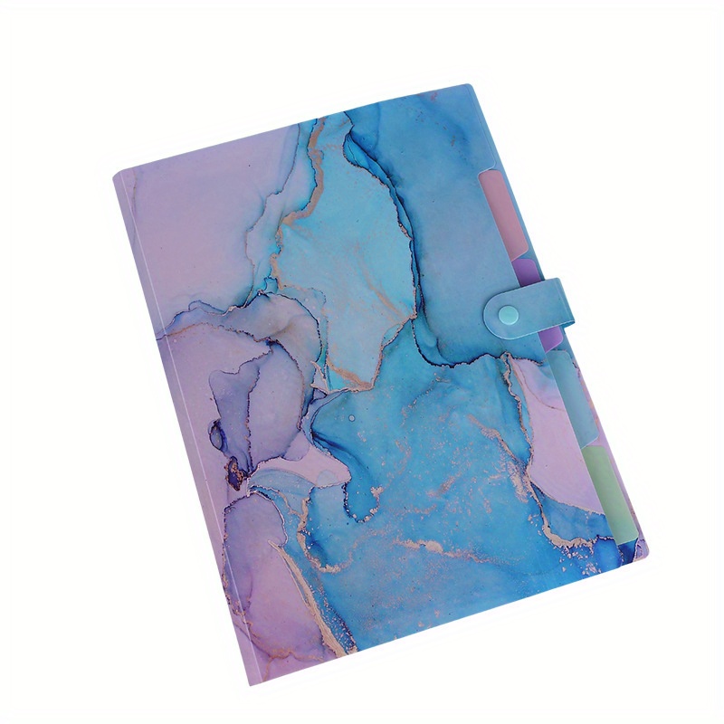 TEMU 1 Portable Folder, 5 Pockets, New Product Marble Flow Golden Folder, Exam Paper, Office Financial Document Bag
