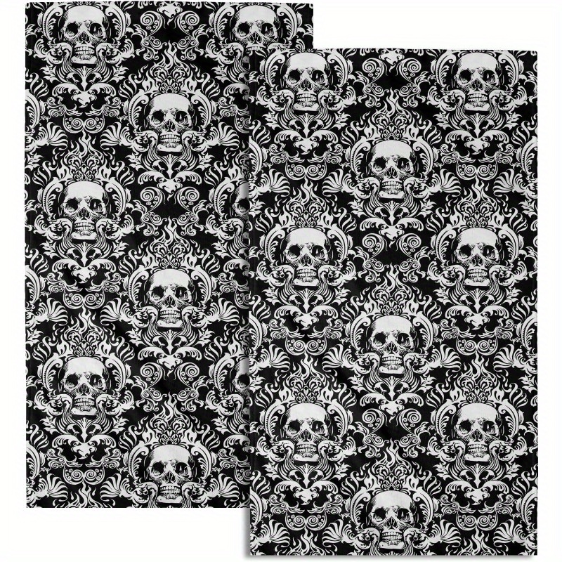 

2-piece Halloween & Floral Hand Towels - Ultra Soft, Absorbent Polyester Blend For Kitchen & Bathroom Decor, 18x26 Inches