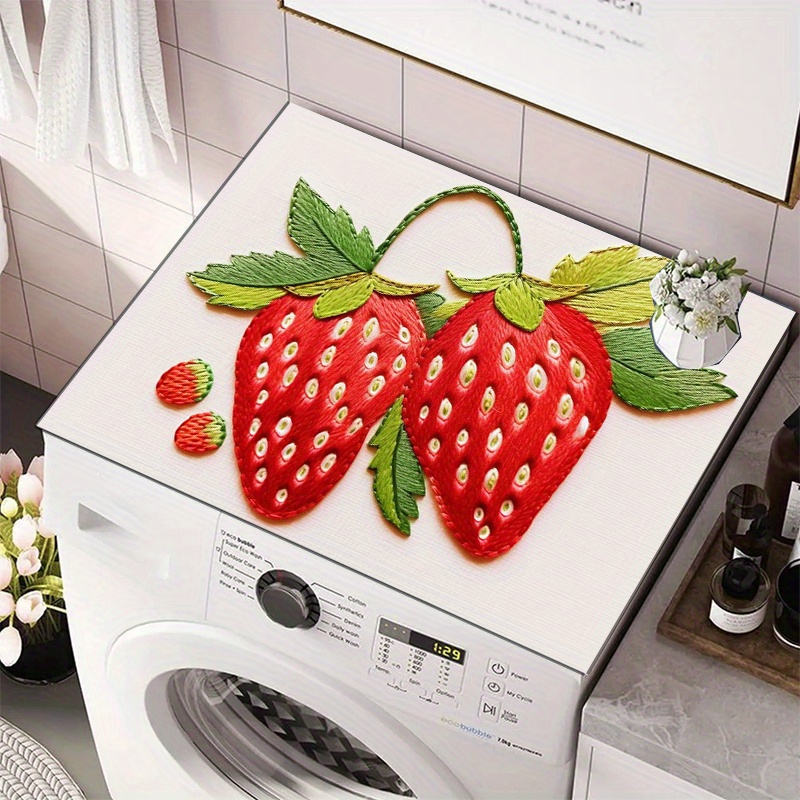 

1pc Strawberry Embroidery Style Dish Drying Mat - Anti-water Stain, Perfect For Coffee Machines & Kitchen Counters, Ideal For Home Decor Coffee Mat For Kitchen Counter