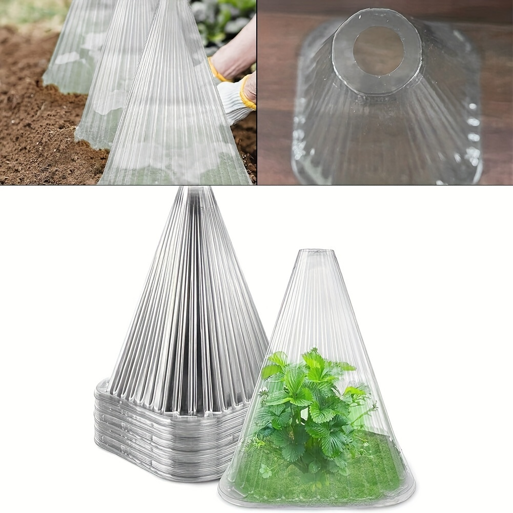 

10pcs Outdoor Seedling Covers - Frost & Sun Protection, Lightweight Garden Plant Shade, 8.67"x7.48", Striped Plastic