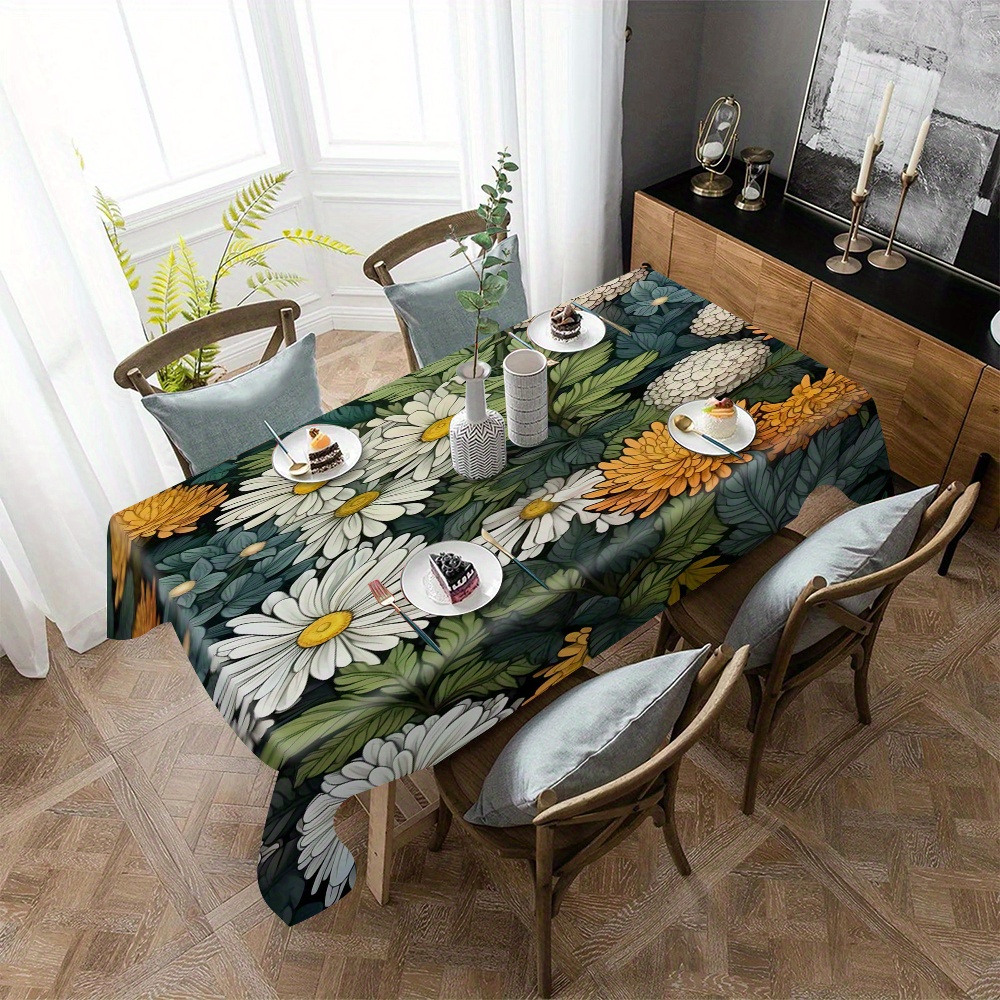

Elegant Geometric Floral Tablecloth - Waterproof & Stain-resistant, Perfect For Indoor/outdoor Dining