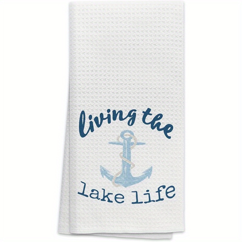 

Ultra-soft Lake Life Kitchen Towel - Rope Design, Super Absorbent Polyester Blend Dish Cloth For Home & Bathroom Decor, Perfect Gift For , 18x26 Inches