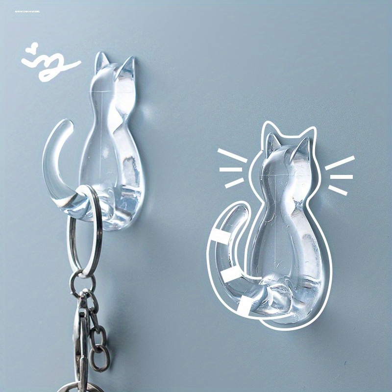 

Punch-free Hook Kitchen Strong Transparent Cute Cat Hook Wall Door Behind Clothes And Hats Hook Hook