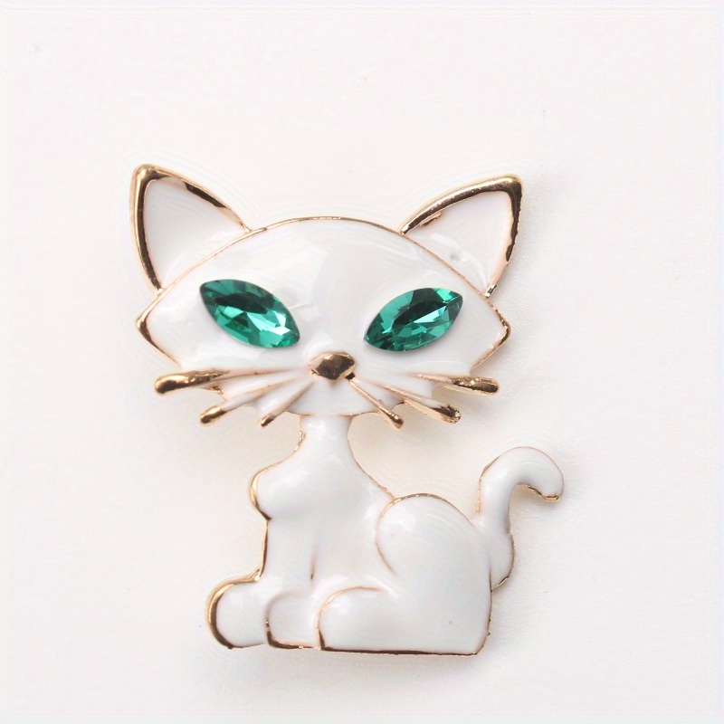 

White Kitten Enamel Brooch - Elegant & Cute Animal Pin For Women's Coats And Clothing Accessories