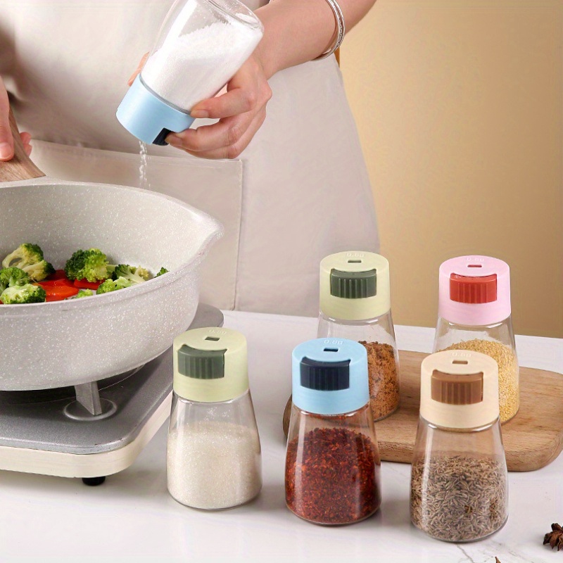 plastic press type quantitative   pots with adjustable pour holes seasoning dispenser set for   spices details 2