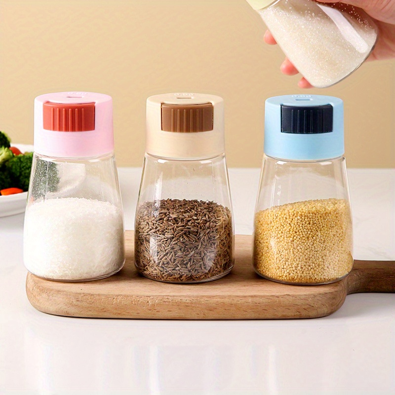 plastic press type quantitative   pots with adjustable pour holes seasoning dispenser set for   spices details 3