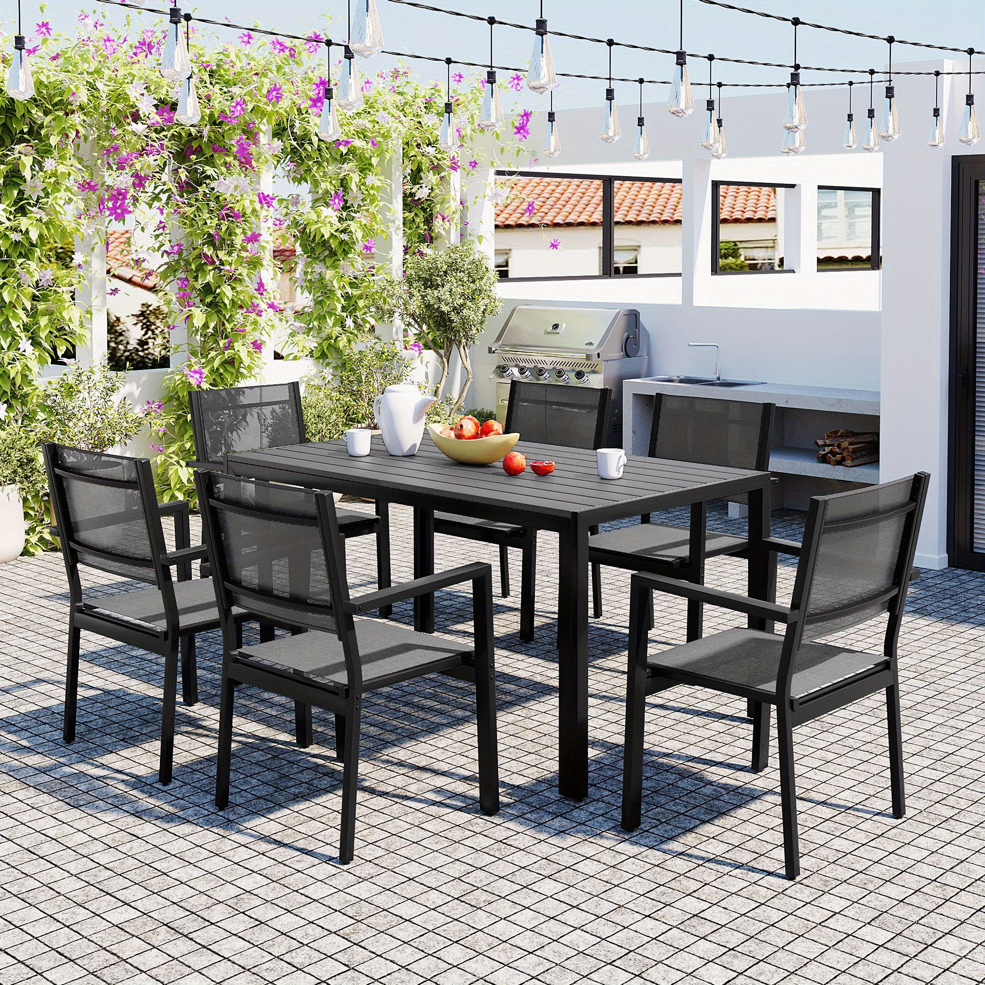 table chair set 6 seat outdoor table chair outdoor balcony Temu