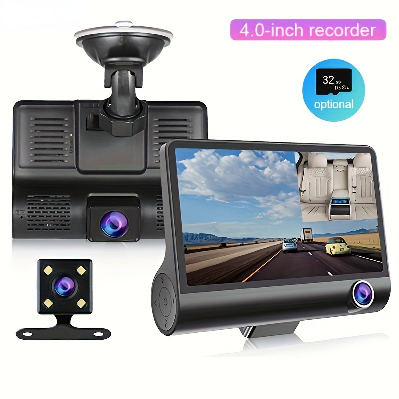 

New Three-record High-definition Night Vision Driving Recorder Suction Cup Three-lens Car Front And Rear Simultaneous Video Tape Reversing Wide Angle