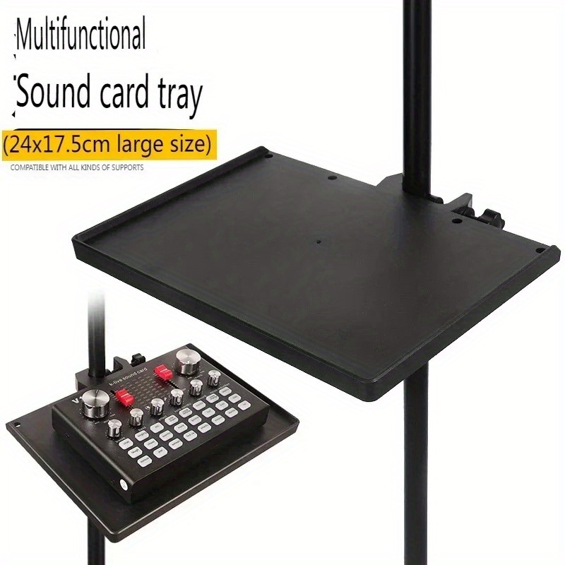 

Adjustable Sound Card Tray For Microphone Stand - Durable Plastic, Fit, Secure Clamp Design - Ideal For Live Performances & Recording Accessories