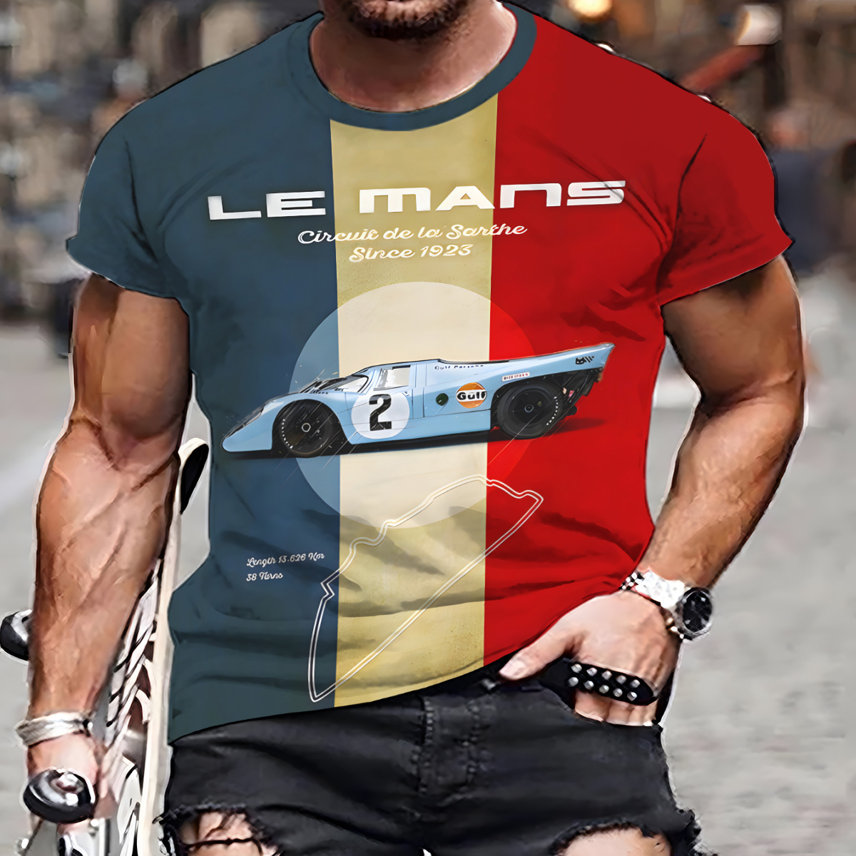 

Men's Car Graphic Print T-shirt, Short Sleeve Crew Neck Tee, Men's Clothing For Summer Outdoor