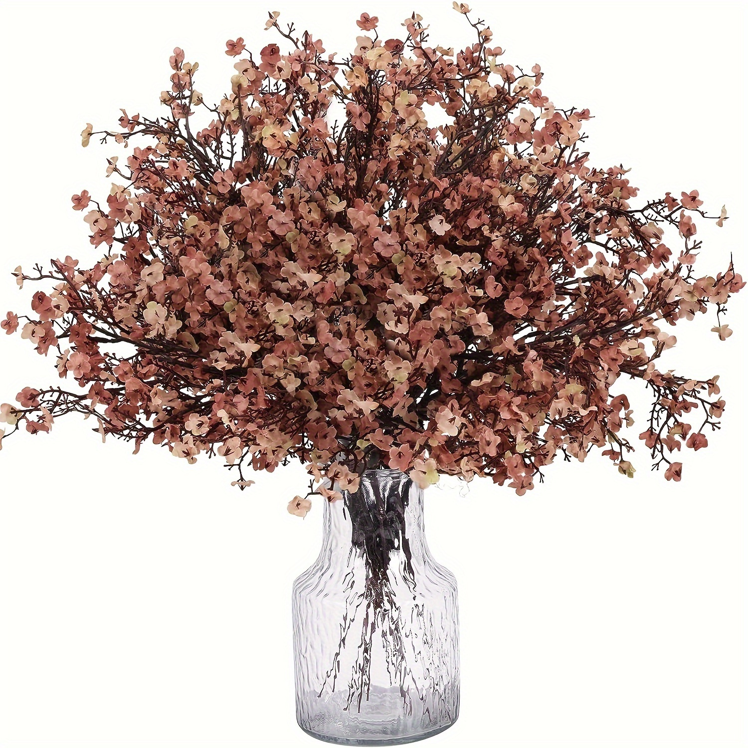 

6 Bundles, Artificial Flowers Faux Gypsophila Silk Flowers Bulk Floral Bouquets For Home Bedroom Diy Wedding Party Fall Decor ( Brown)