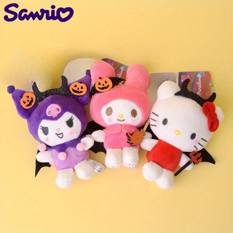 [Top-Rated] Sanrio Kuromi & Melody Cat Plush Keychain - Cute Halloween Devil Design, Soft Cotton Pendant