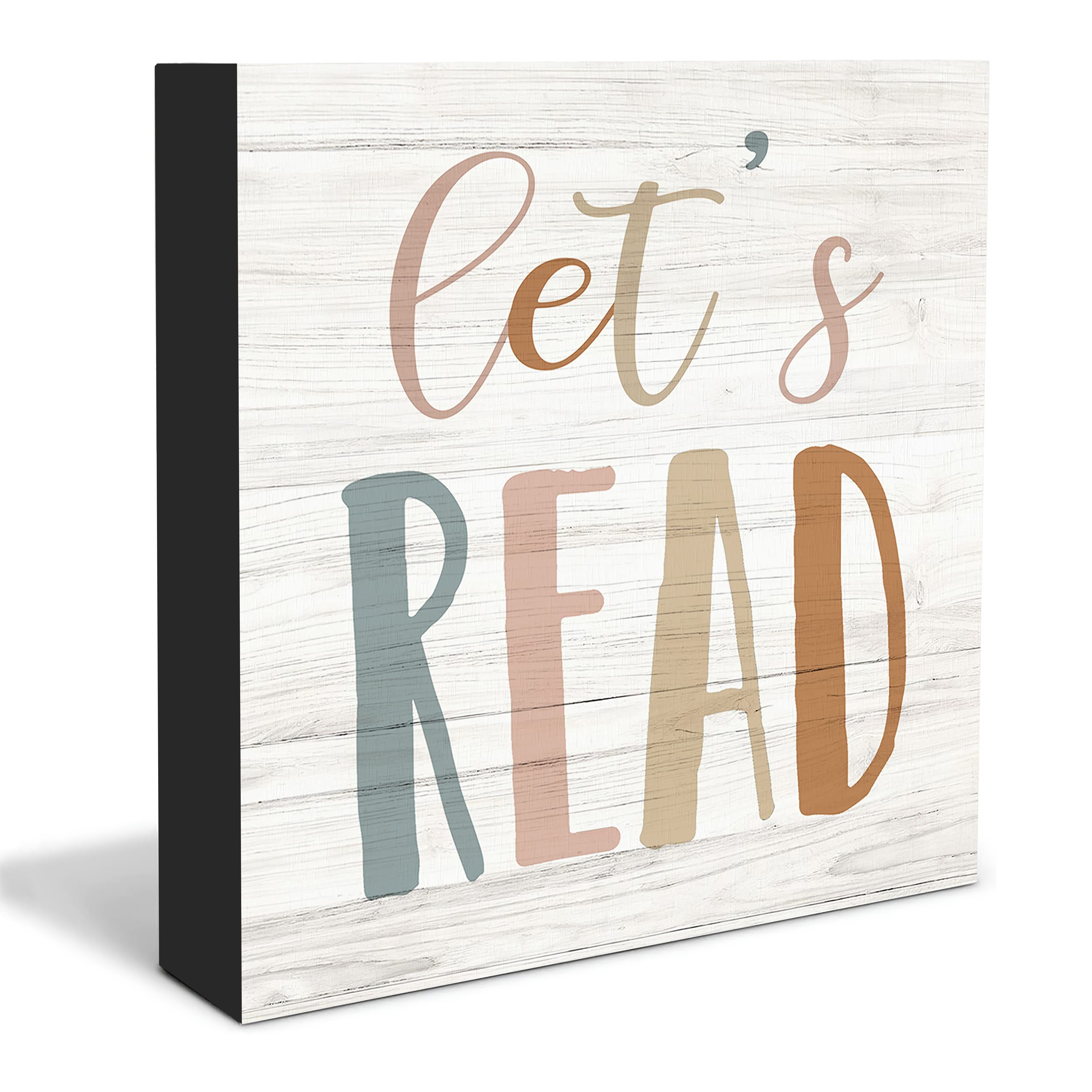 

1pc Contemporary Square Polystyrene Desk Sign - "let's Read" Motivational Home Office Decor, Scripture-free Inspirational Reading Accent, No Electricity Needed