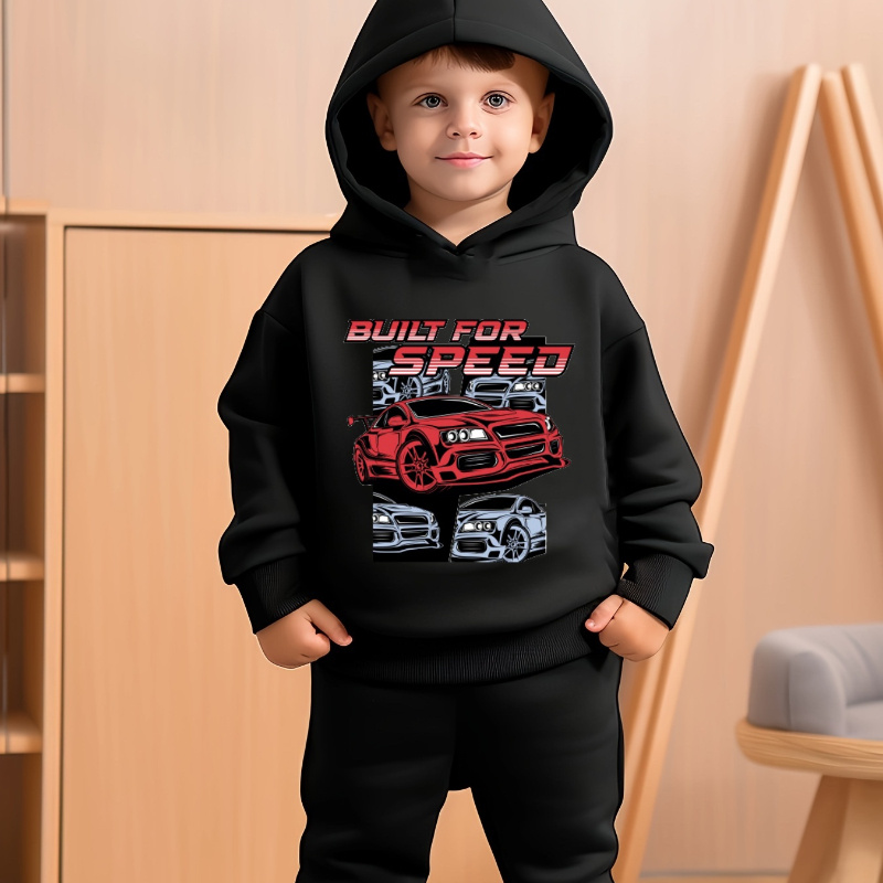 

Car Boy's Round Hoodies Long Sleeve Hooded Sweatshirt Top For