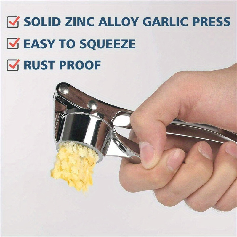 1pc stainless steel garlic press manual ginger crusher metal kitchen gadget easy clean no electricity needed details 3