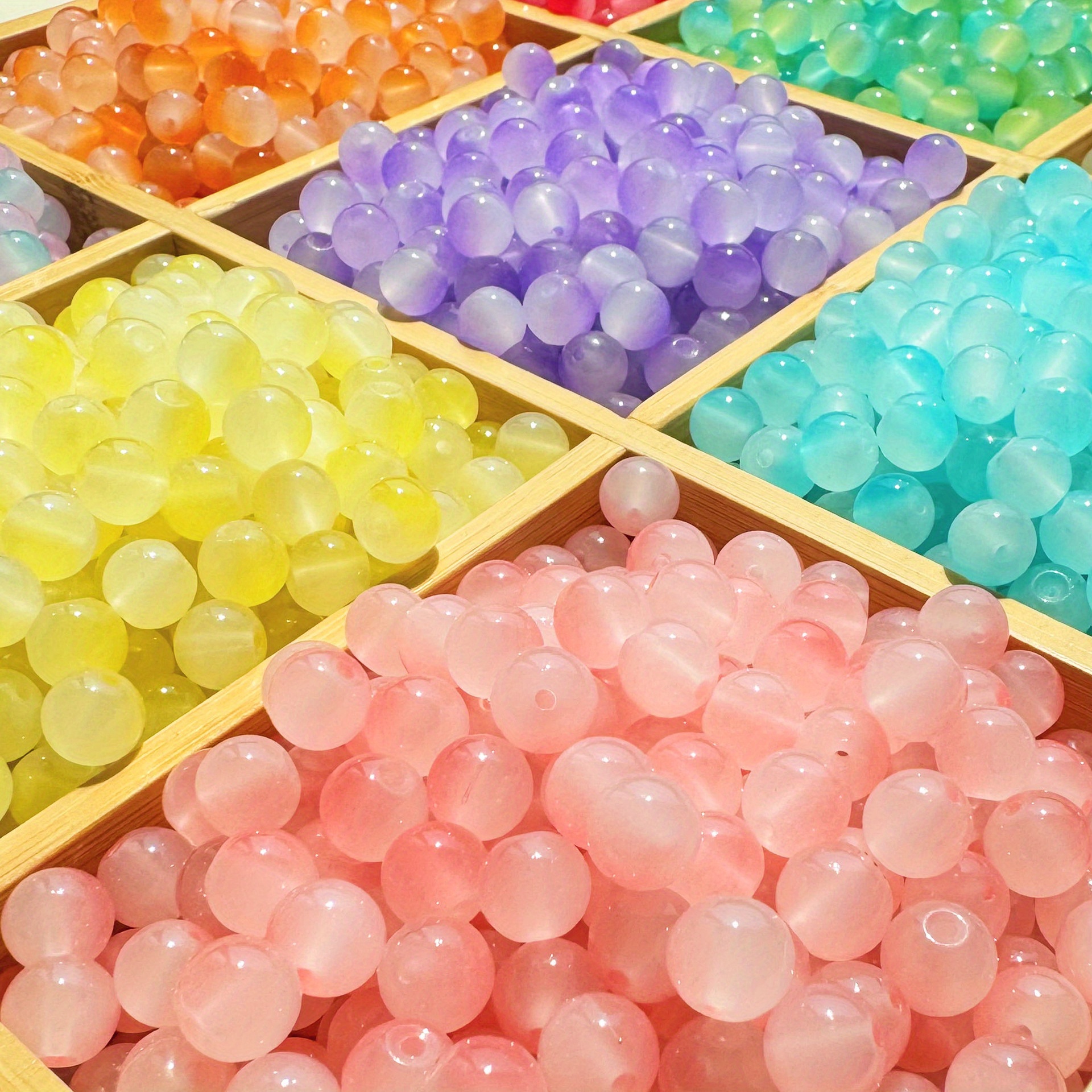 

50 Pcs 8mm Double Color Glass Beads For Diy Hand Strands - Festive And Colorful Glass Beads For Jewelry Making - No Power Required - Glass Material