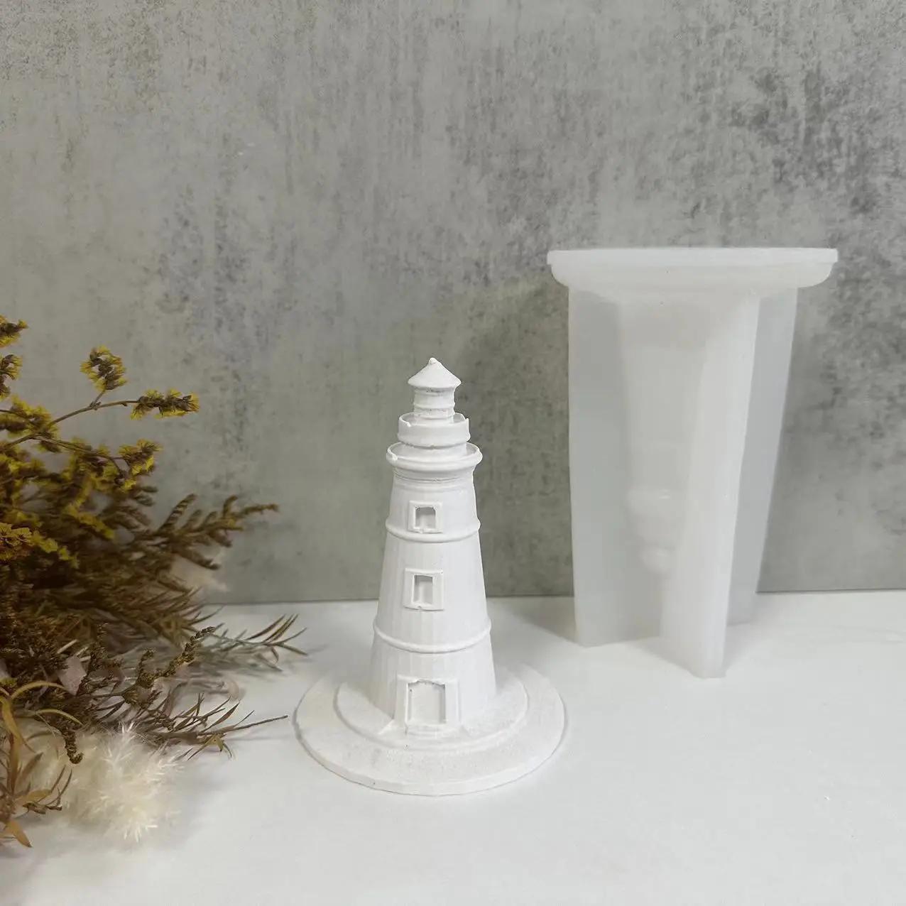 

Diy Lighthouse Decoration Plaster Mold: White Lighthouse Aromatherapy Candle Silicone Mold