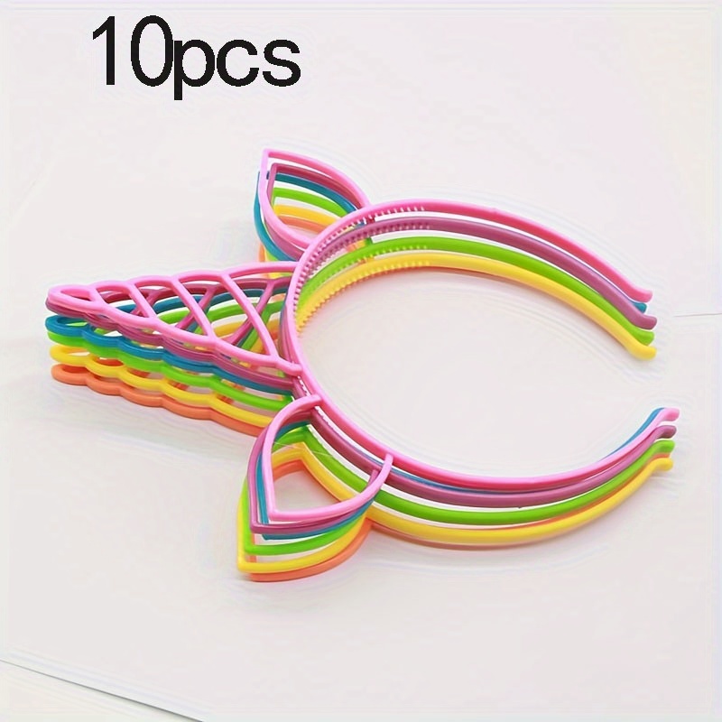 Image of 10pcs Random Color Magical Unicorn Hair Bands - Vibrant Party Decorations For Girls' Birthday Celebrations - Perfect Favors And Additions Set To Add To
