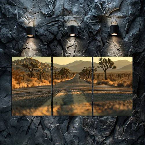 Set of 3 Frameless Canvas Wall Art Prints - Vibrant Scenic Views of Joshua Tree National Park, Perfect for Bedroom & Living Room Decor, High-Quality, Waterproof, and Fade-Resistant, Easy to Hang and Maintain