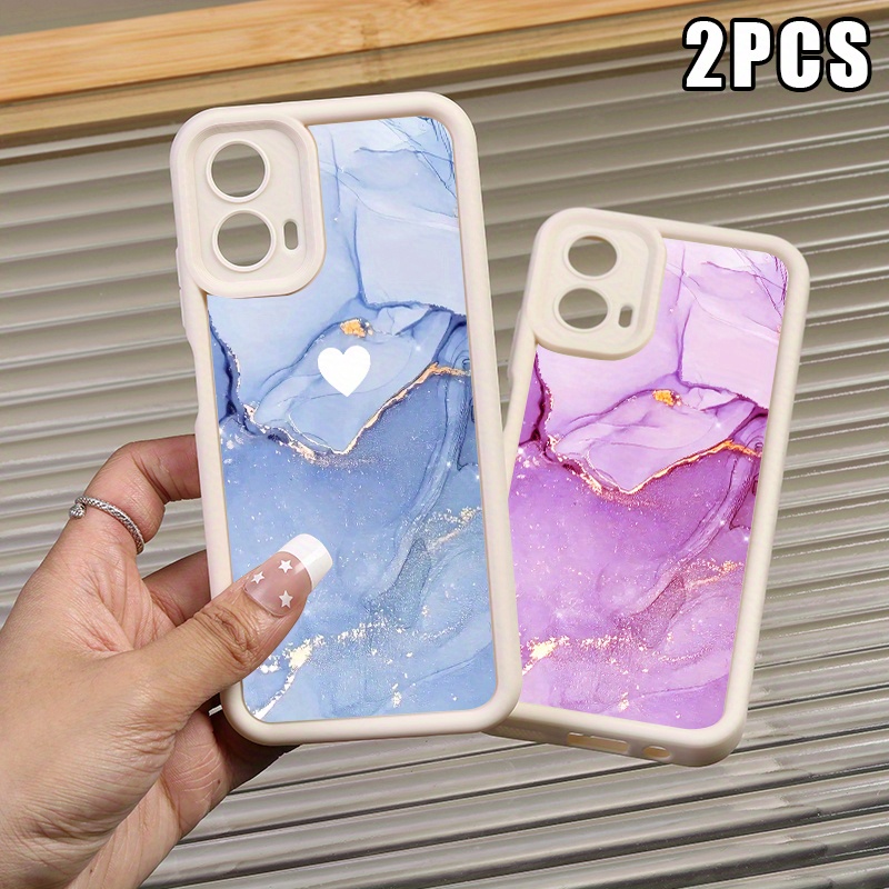 

2pcs Marble Silicone Phone Cases For Moto G Series, Shockproof Protective Back Covers With Camera Lens Protection, Luxury Graphic Design Dual Pack For Moto G53 G10 G20 G30 G14 G22 G34 E13 G04 5g