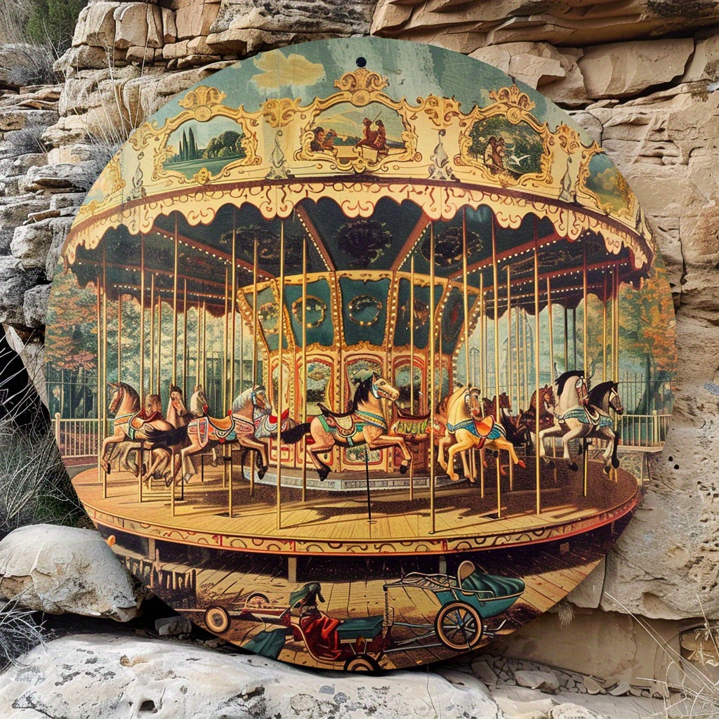 

Vintage Carousel Round Metal Wall Art - Perfect For Living Room, Bedroom, Or Office Decor Vintage Home Decor Antique Vintage Decor